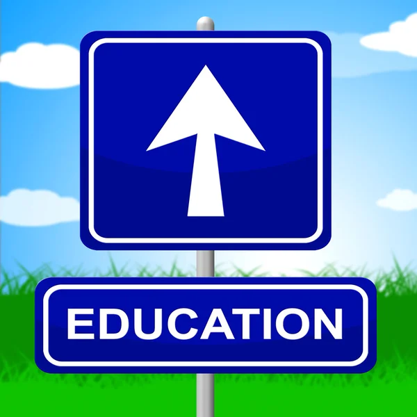 Education Sign Shows Placard Signboard And Study — Stock Photo, Image