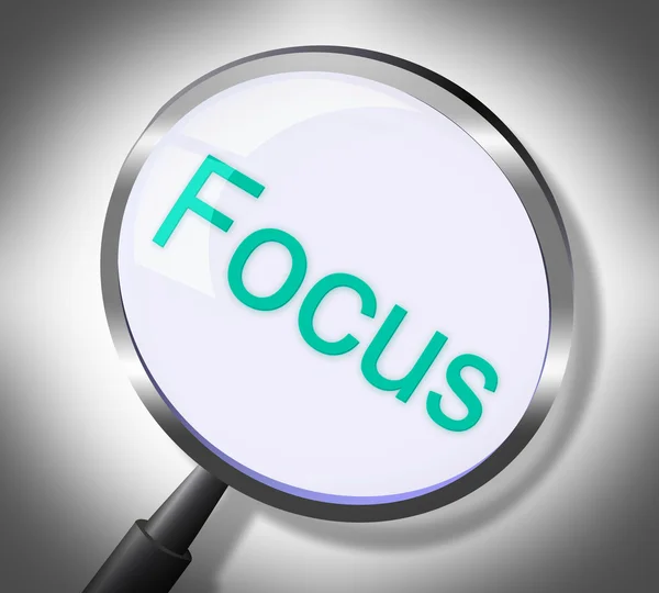 Vergrootglas focus betekent zoek aandacht en vergroting — Stockfoto