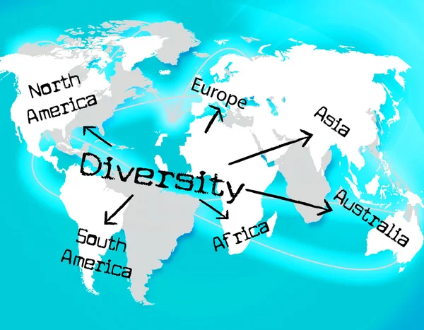 La diversidad mundial indica bolsa mixta y tierra — Foto de Stock