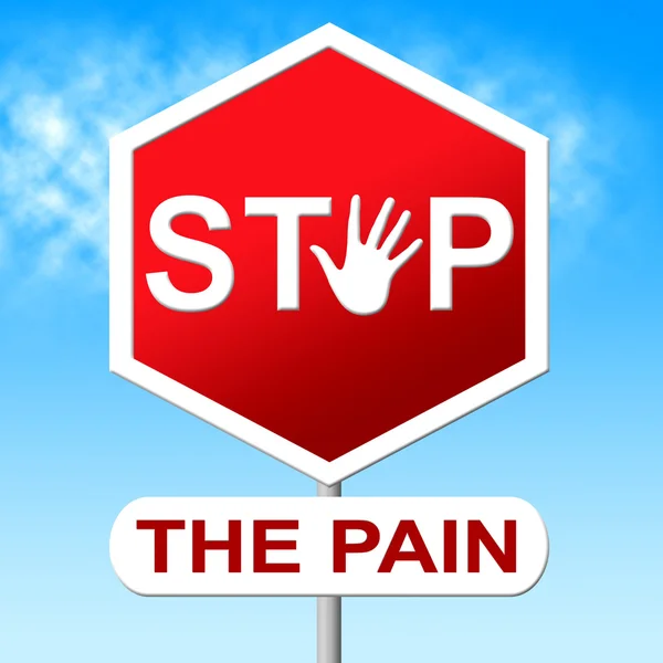 Pain Stop Indicates Warning Sign And Control — Stock Photo, Image