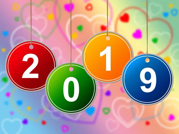 New Year Means Two Thousand Nineteen And Annual — Stock Photo, Image