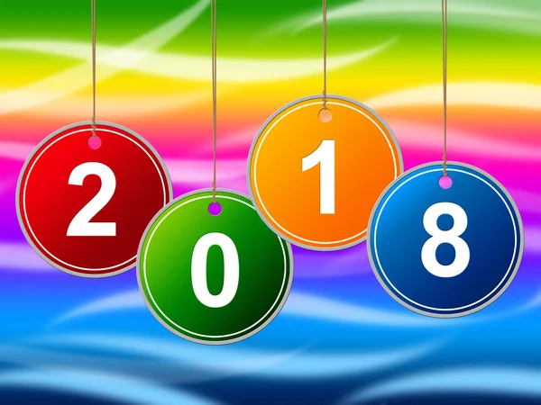 New Year Shows Two Thousand Eighteen And Annual — Stock Photo, Image