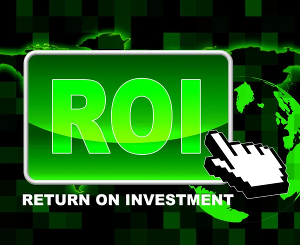 Button Roi Means World Wide Web And Investments — Stock Photo, Image