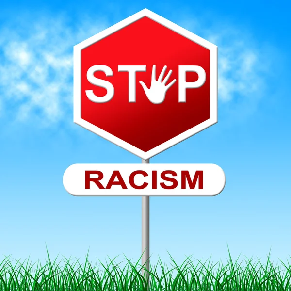 停止人種的優越感を表す警告サインと黒 — ストック写真