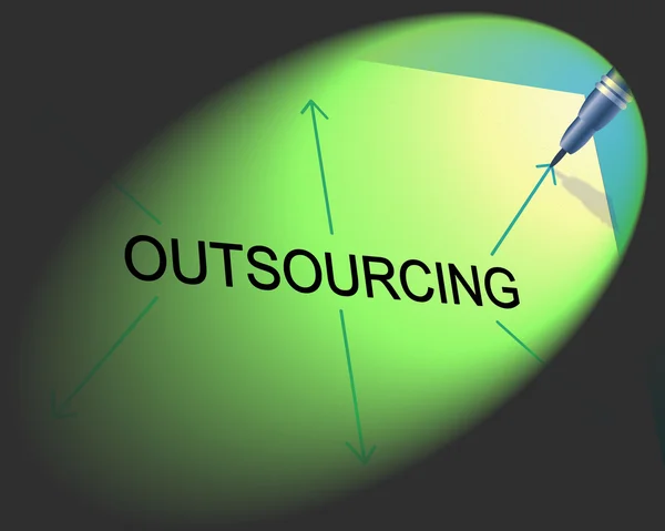 Outsourcing Outsourcing bedeutet unabhängige Auftragnehmer und Freiberufler — Stockfoto