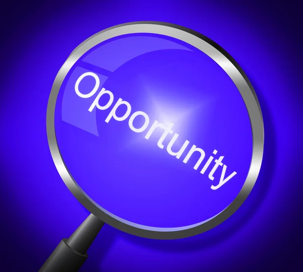 Opportunity Magnifier Means Search Magnify And Chances — Stock Photo, Image