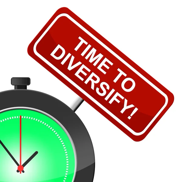 El momento de diversificar representa en el momento y la diversificación — Foto de Stock