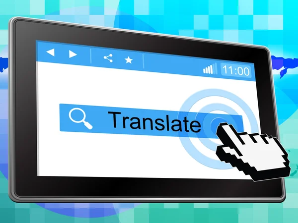 Online översätta representerar webbplats och internet — Stockfoto
