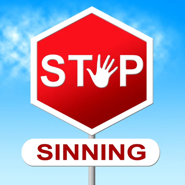 Stop Sinning Shows Warning Sign And Caution — Stock Photo, Image