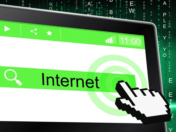 Tablet Online Representa World Wide Web e Comunicação — Fotografia de Stock