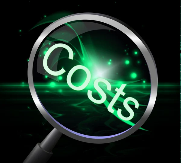 La lupa de costos representa el precio de aumento y el gasto —  Fotos de Stock