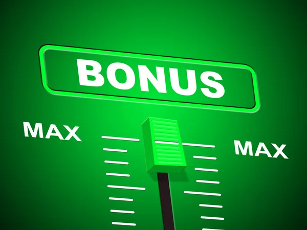 Max Bonus Indicates Upper Limit And Added — Stock Photo, Image