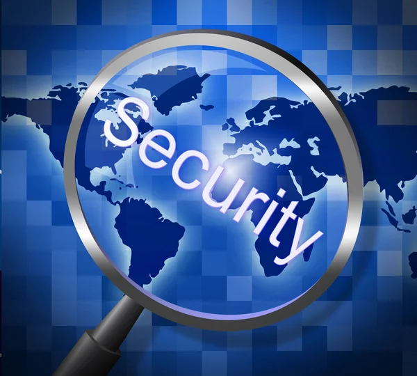 Security Magnifier Represents Secured Research And Searches — Stock Photo, Image