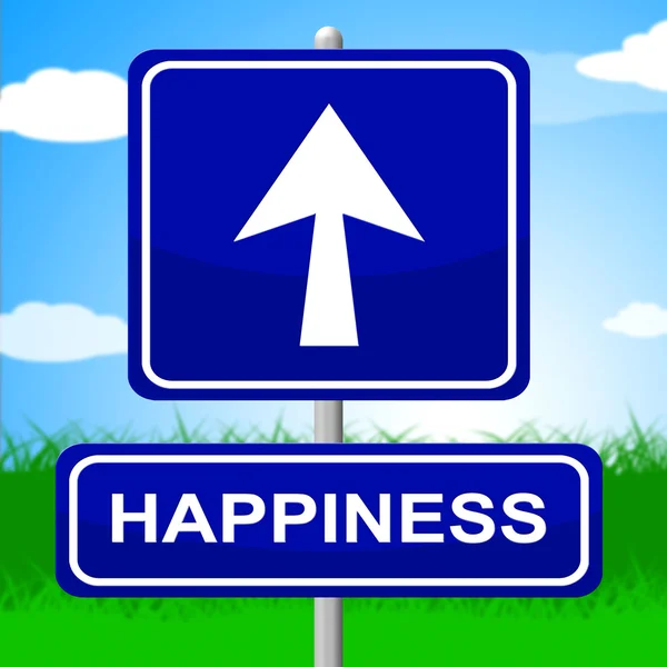 Happiness Sign Indicates Arrows Advertisement And Positive — Stock Photo, Image