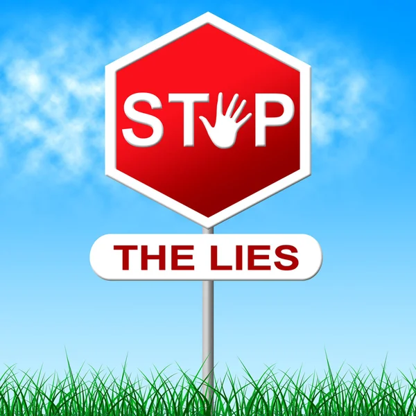 Stop Lies Shows Warning Sign And Deceit — Stock Photo, Image