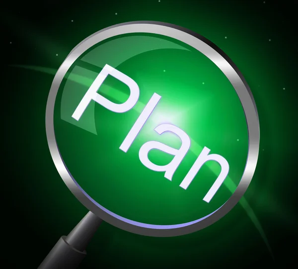 Plan Magnifier Means Proposal Magnification And Planning — Stock Photo, Image