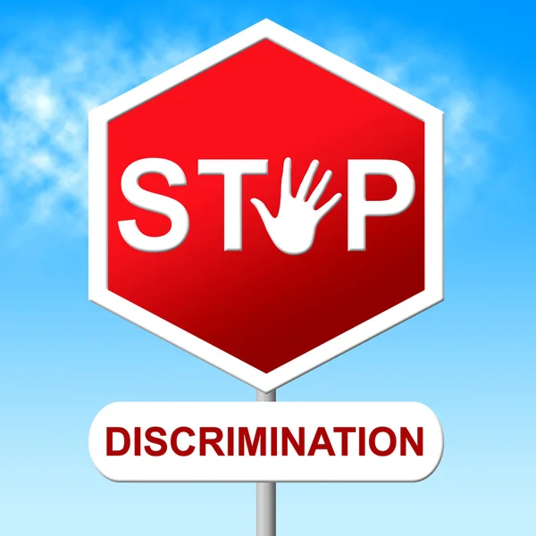 Stop à la discrimination indique un signe d'avertissement et un parti pris — Photo