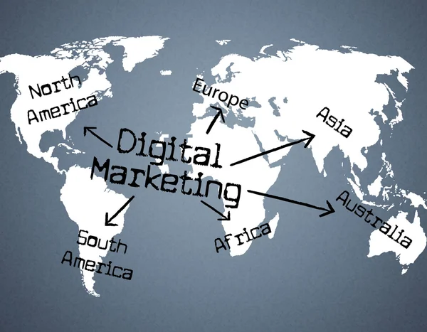 Digitális marketing jelzi tech reklám és számítástechnika — Stock Fotó