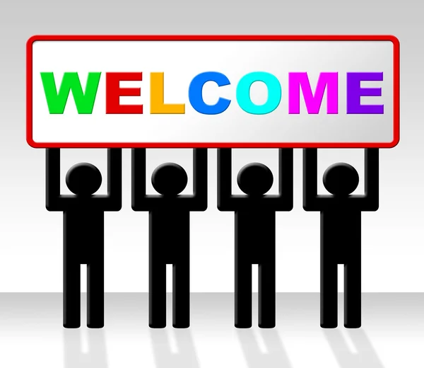 Welcome Hello Means How Are You And Arrival — Stock Photo, Image