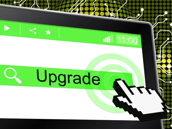 Upgrade-Update zeigt verbesserte Aktualisierungen und Verbesserungen an — Stockfoto