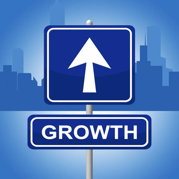 Le signe de croissance montre l'expansion et la flèche d'affichage — Photo