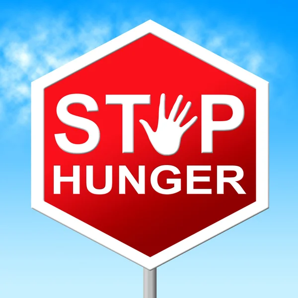 Zastavit hladovění znamená nedostatek potravin a upozornění — Stock fotografie