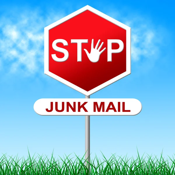 Stop Junk Mail Indica Spamming Spam e indesejado — Fotografia de Stock