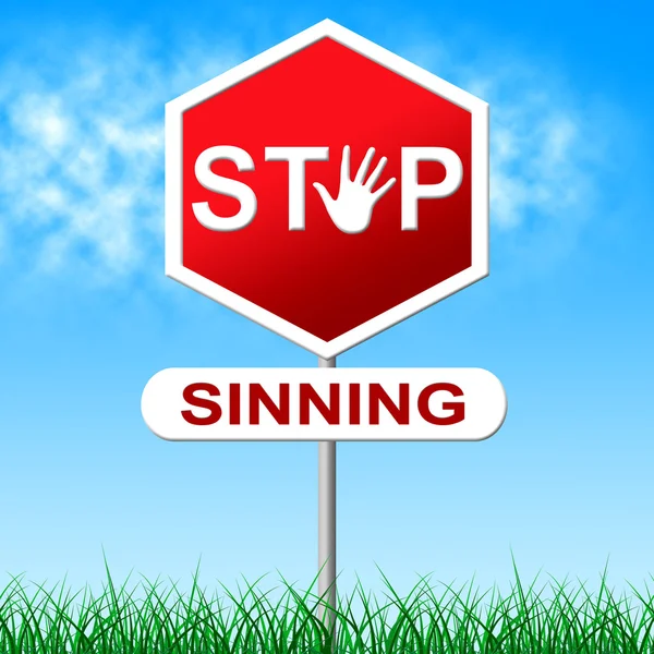 Sinning Stop Represents Warning Sign And Caution — Stock Photo, Image