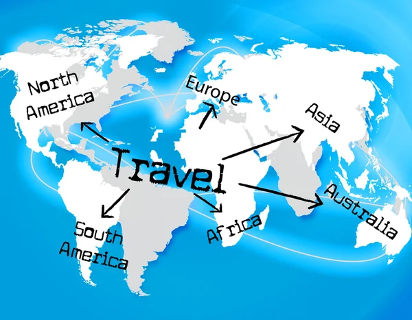 Worldwide Travel Representa a Traveller Globalmente y Viaje — Foto de Stock