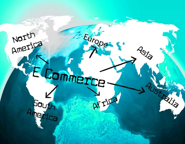 Wereld e commerce geeft aan e-commerce e-commerce en bedrijf — Stockfoto