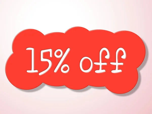 Fifteen Percent Off Indicates Promotional Closeout And Discount — Stock Photo, Image