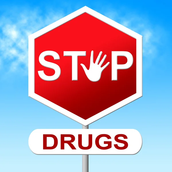 Drugs Stop Indicates Forbidden Addicted And Rehab — Stock Photo, Image