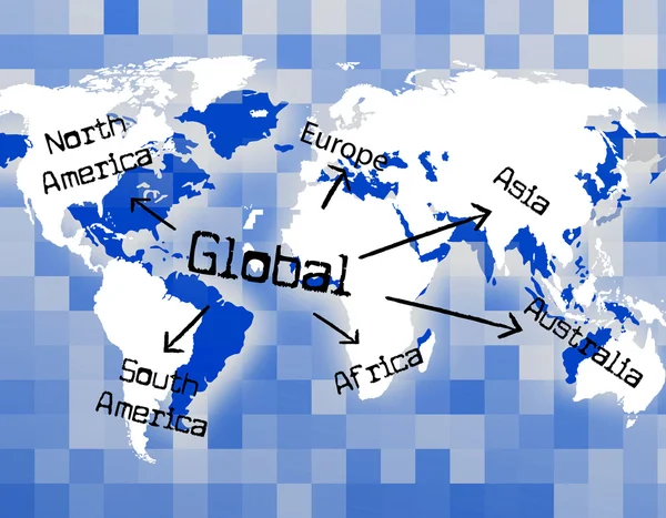 Mundo Global significa Globalmente Comercio y Mundo —  Fotos de Stock