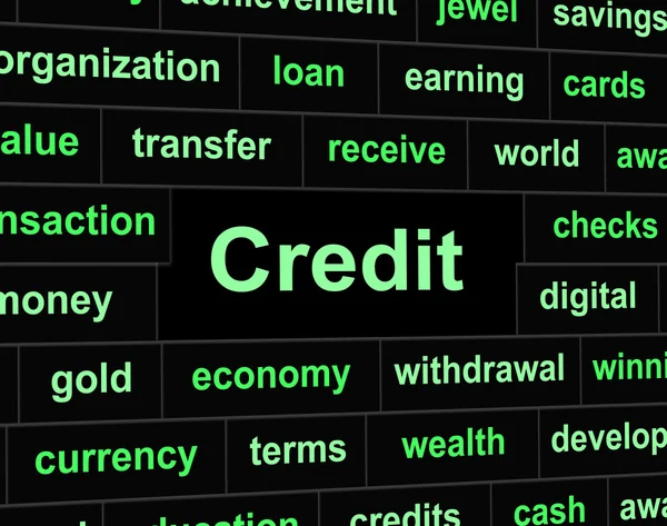 Schulden Kredit bedeutet Debitkarte und Bankkarte — Stockfoto