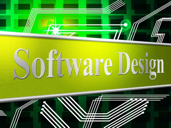 Desenhos Design Mostra Diagrama Modelo e Software — Fotografia de Stock