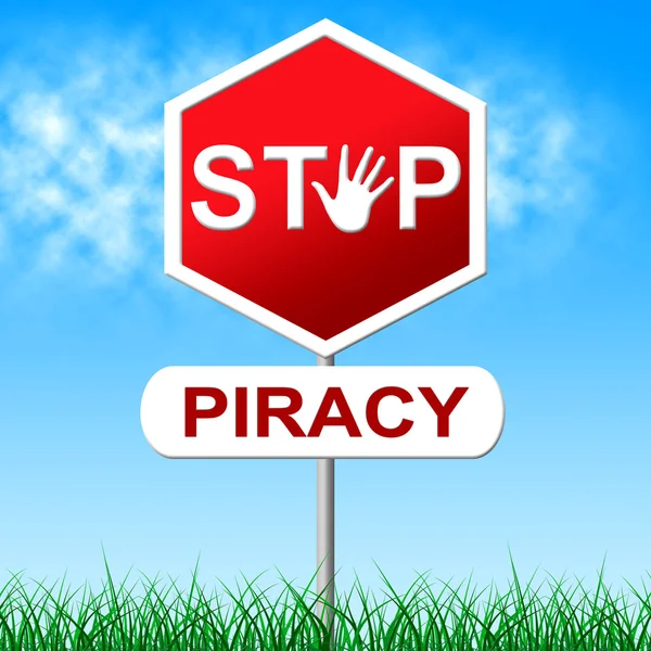 Detener la piratería indica copia correcta y precaución — Foto de Stock