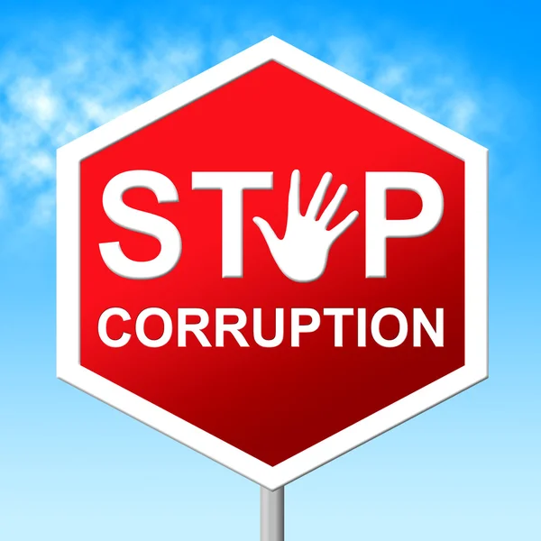 Stop Corruption Indicates Warning Sign And Bribery — Stock Photo, Image