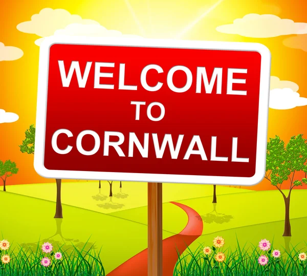 Bem-vindo ao Cornwall mostra Reino Unido e Grã-Bretanha — Fotografia de Stock