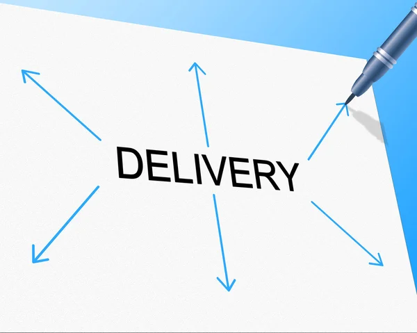 Distribución de entrega indica cadena de suministro y entrega — Foto de Stock