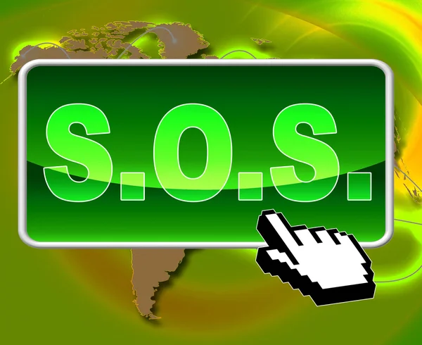 Sos Button Indicates World Wide Web And Support — Stock Photo, Image