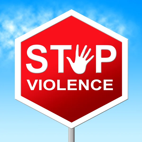 Stop Violence Shows Warning Sign And Brutality — Stock Photo, Image