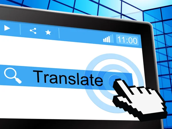 Translate online zeigt an, in Englisch und Sprache zu konvertieren — Stockfoto