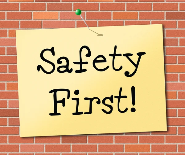 Bezpieczeństwa wskazuje, najpierw chroni niebezpieczne i środki ostrożności — Zdjęcie stockowe