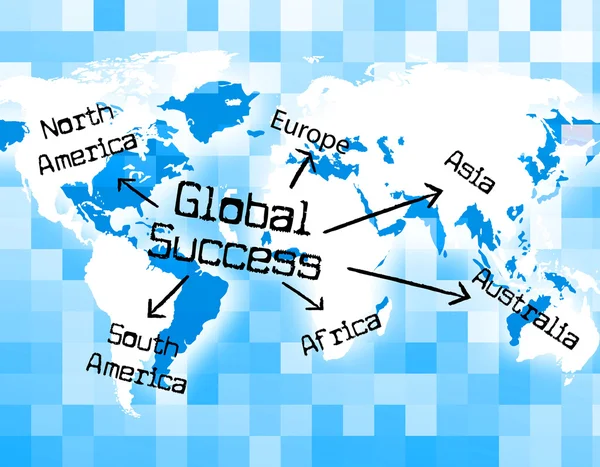 Global Success Means Winning Earth And Globe — Stock Photo, Image