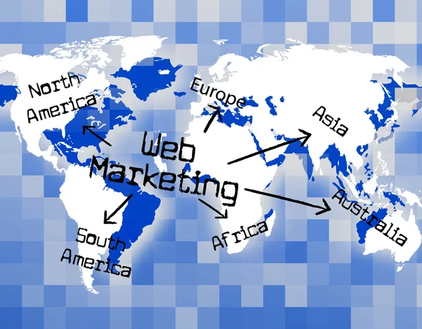 Web Marketing Indicates Selling Website And Advertising — Stock Photo, Image