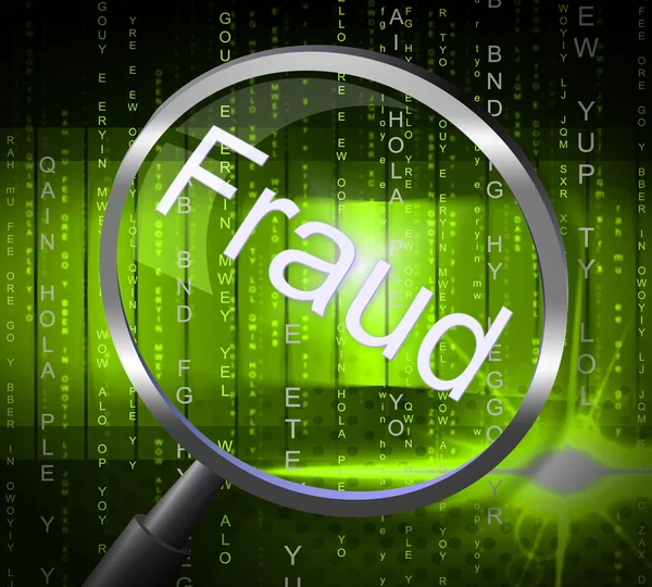 Vergrootglas fraude betekent rip off en scamming — Stockfoto