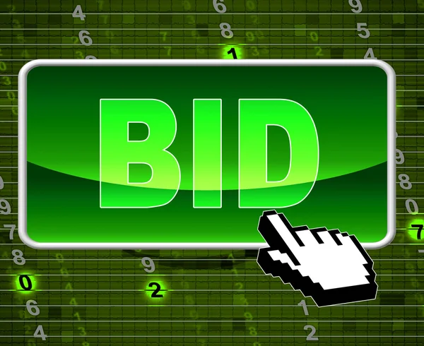 Bid Button Indicates World Wide Web And Auctioning — Stock Photo, Image