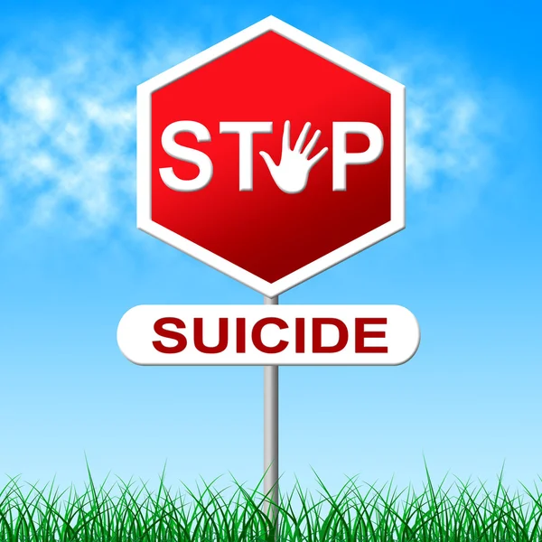 Stop Suicide Shows Tomando Su Vida Y Peligro —  Fotos de Stock