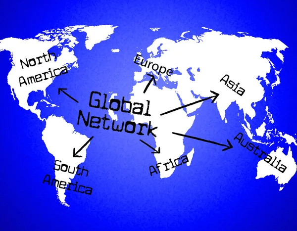 Global Network Shows Globalize Communication And Digital — Stock Photo, Image