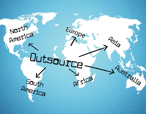 Outsourcing in tutto il mondo Rappresenta appaltatore indipendente e risorse — Foto Stock